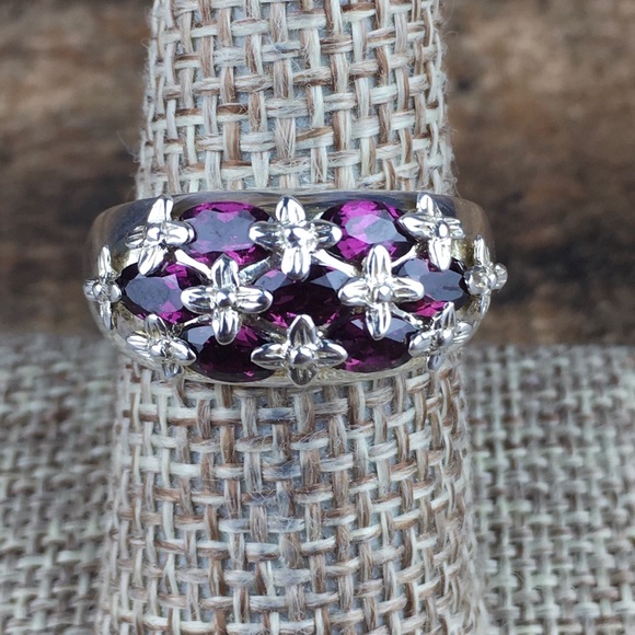 Michelle Albala Sterling Silver Rhodolite Garnet Ring 8 - Picture 3 of 11